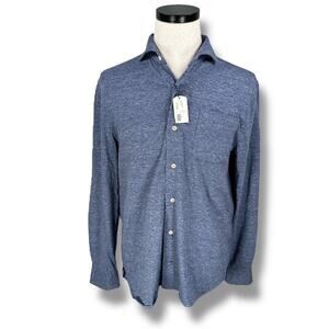 Johnnie-O Zion Shirt Men’s Medium Indigo Blue Cotton Long Sleeve Button-Up New